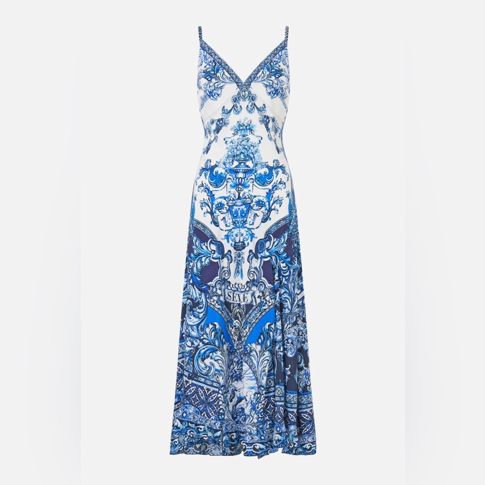 Camilla Bias slip dress with frill hem